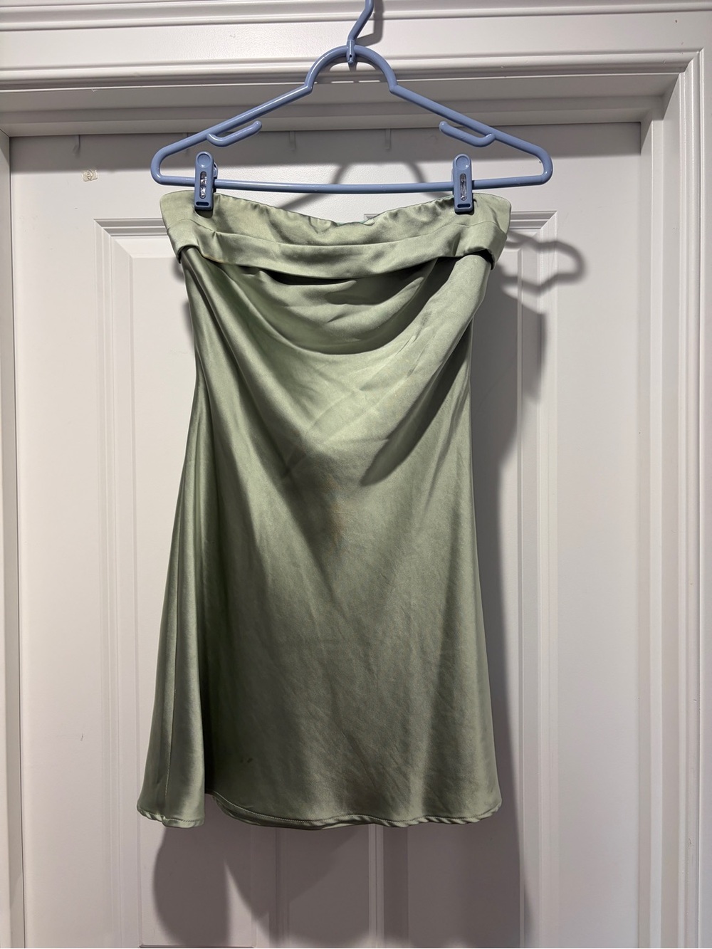 Strapless Sage Green Satin Dress